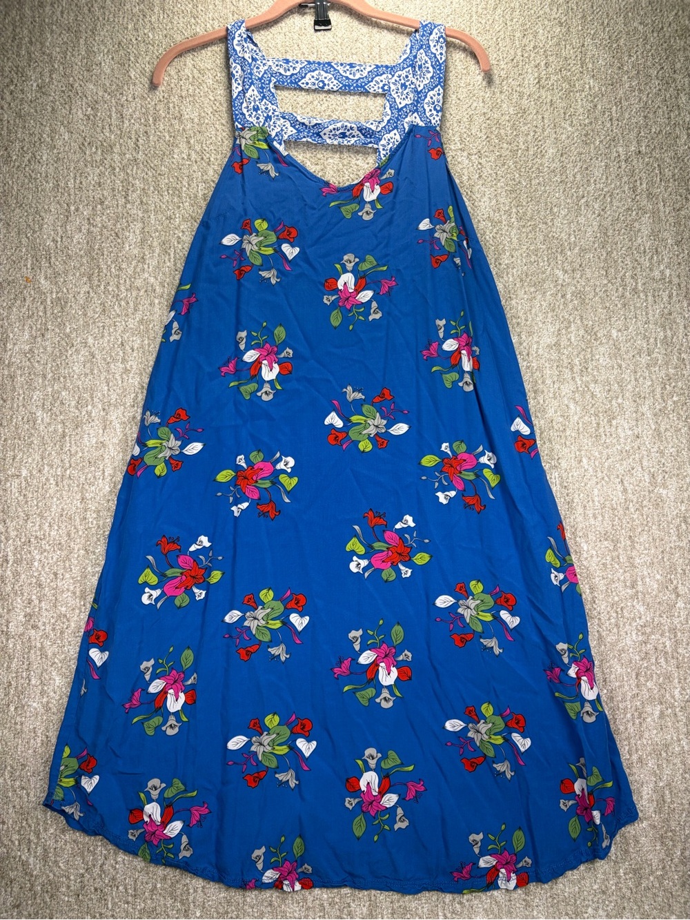 Matilda Jane Royal Blue Floral Maxi Dress with Crochet Yoke